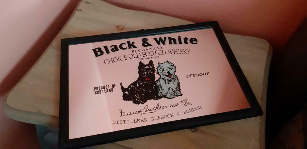 Miroir publicitaire Black & White Whisky, Collections, Marques & Objets publicitaires, Enlèvement ou Envoi, Neuf, Panneau publicitaire