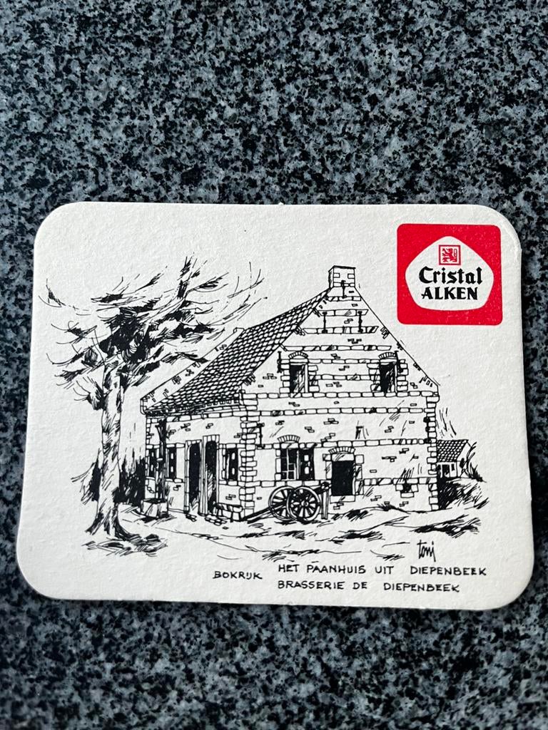 Bierkaartje Cristal Alken Het Paanhuis uit Diepenbeek, Verzamelen, Ophalen of Verzenden