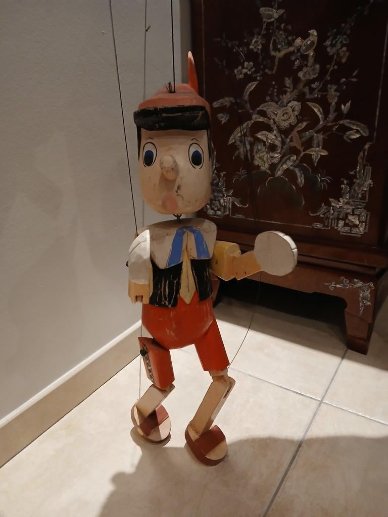 Marionnette à fils Pinocchio 55 cm vintage