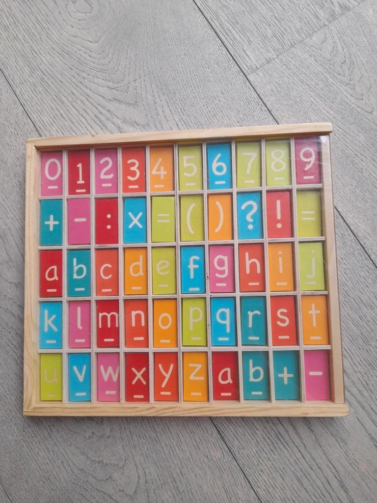 Houten legdoos - puzzel - letters & cijfers, Enlèvement, Utilisé