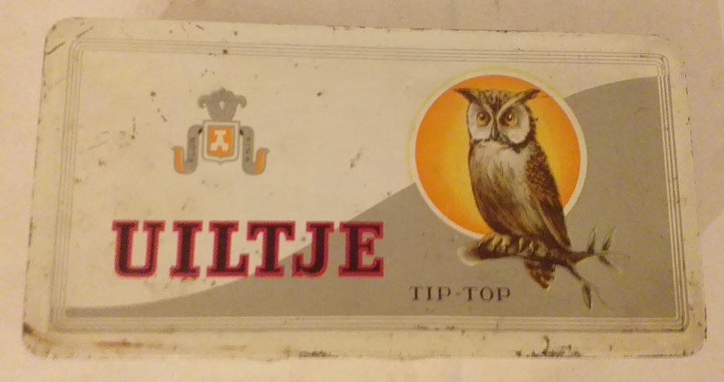 grote oude blikken doos - Uiltje Tip-Top 50 sigaren, Verzamelen, Blikken, Ophalen of Verzenden