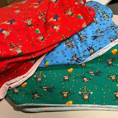 Jersey stof aapjes - drie kleuren (rood, blauw, groen), Hobby & Loisirs créatifs, Tissus & Chiffons, Neuf, Autres couleurs, Coton