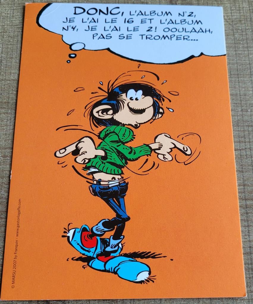 Guust Flater/ Gaston Lagaffe: postkaart, Verzamelen, Ophalen of Verzenden, Guust of Robbedoes, Gebruikt, Plaatje, Poster of Sticker