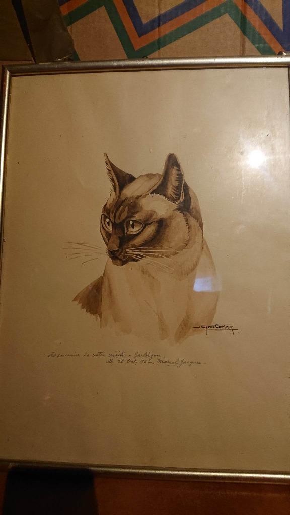 JAQUES CARTIER CHAT 1967 +- ARTISTE SIGNÉ MARCEL JAQUES, Antiquités & Art, Enlèvement ou Envoi