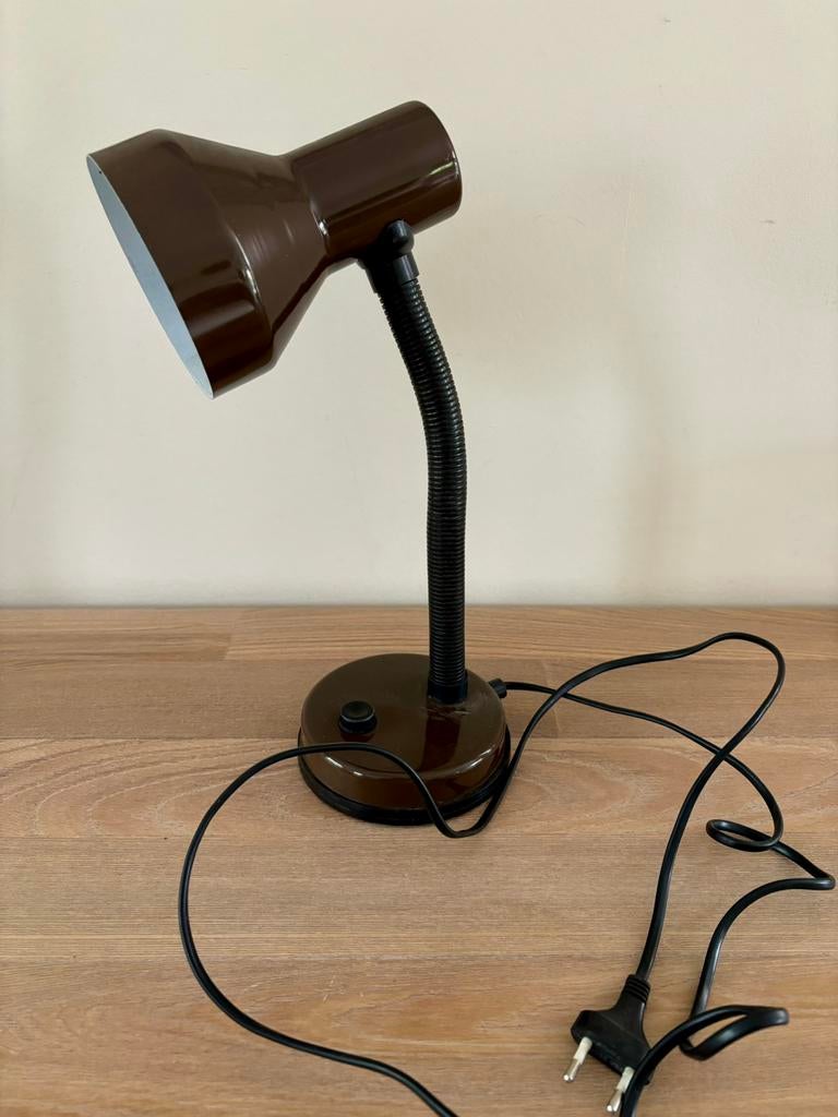 Vintage bruine bureaulamp, Ophalen of Verzenden, Zo goed als nieuw