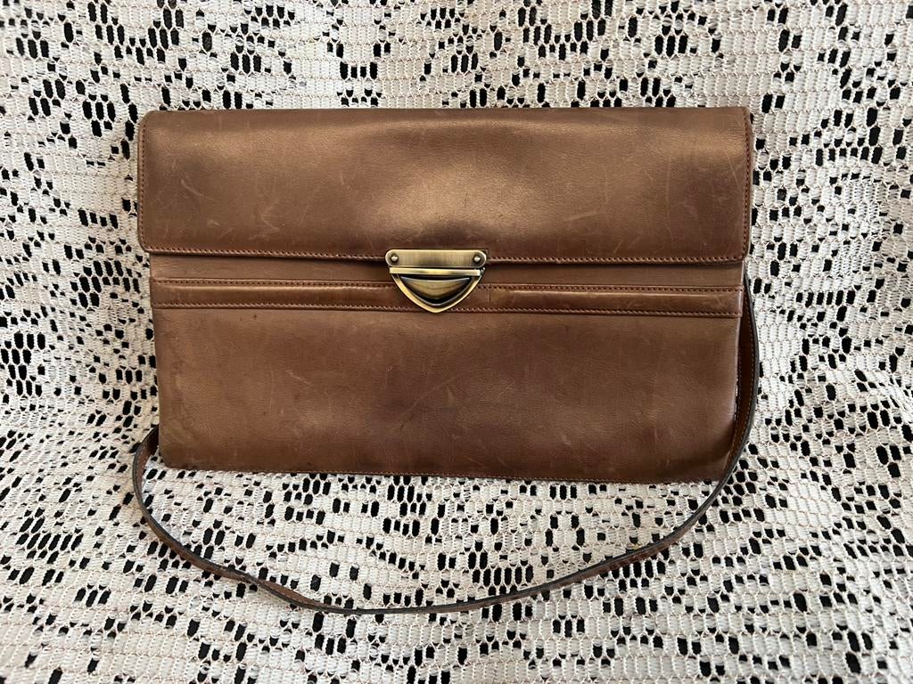 Sac DELVAUX vintage cuir taupe, Enlèvement ou Envoi, Comme neuf