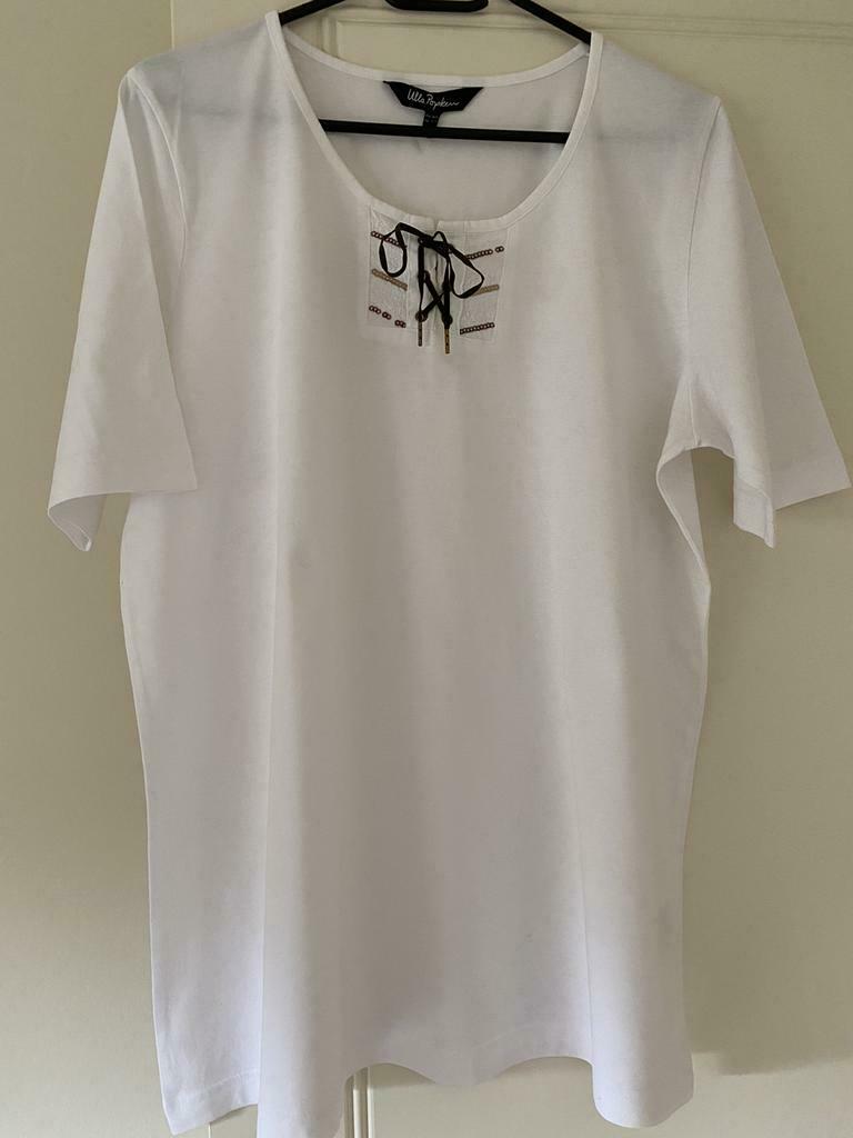 T-shirt coton blanc 42/44 Ulla Popken, Taille 42/44 (L), Enlèvement ou Envoi, Ulla Popken, Comme neuf