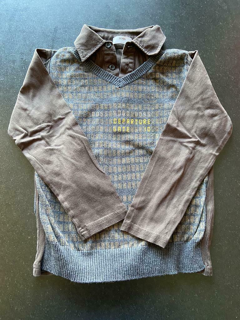 Hugo Boss. Bruine polo lange mouwen. Goede staat. Maat 8jaar, Enlèvement ou Envoi, Utilisé, Garçon, Chemise ou À manches longues