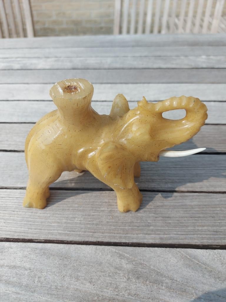 Éléphant support de lampe en albatre, Ophalen of Verzenden, Gebruikt