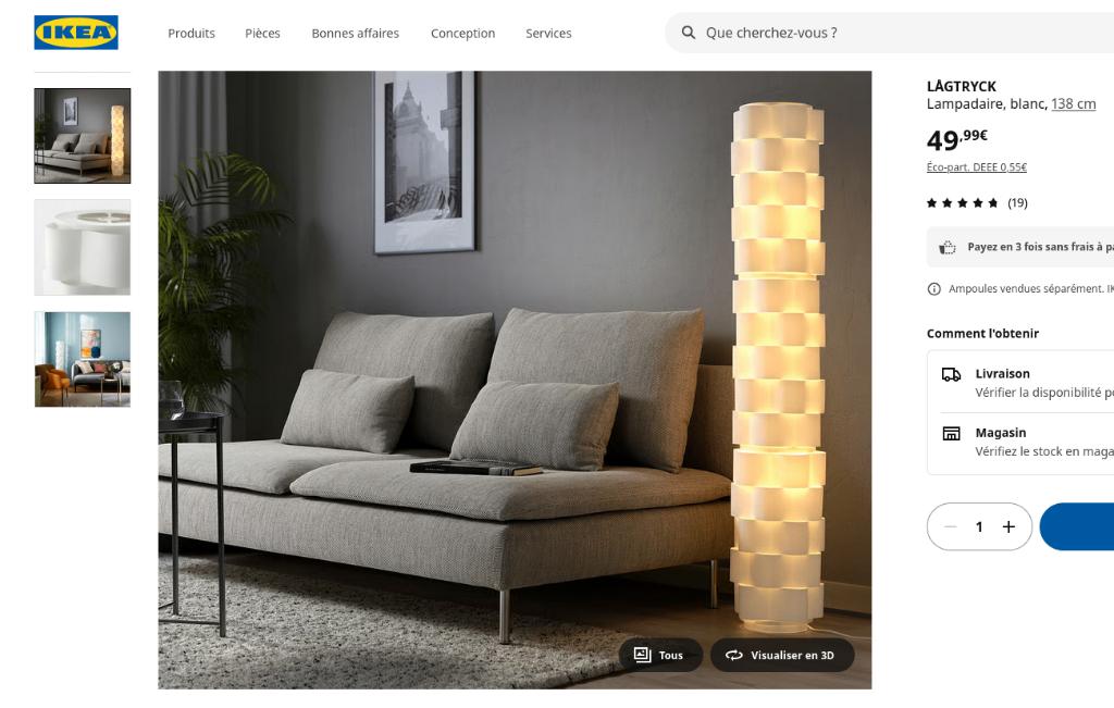 Lampe LÅGTRYCK Ikea, Maison & Meubles, Enlèvement, Utilisé, 75 cm ou plus