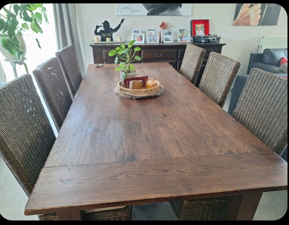 Tafel en 6 stoelen, Huis en Inrichting, Tafels | Eettafels, Ophalen, Zo goed als nieuw