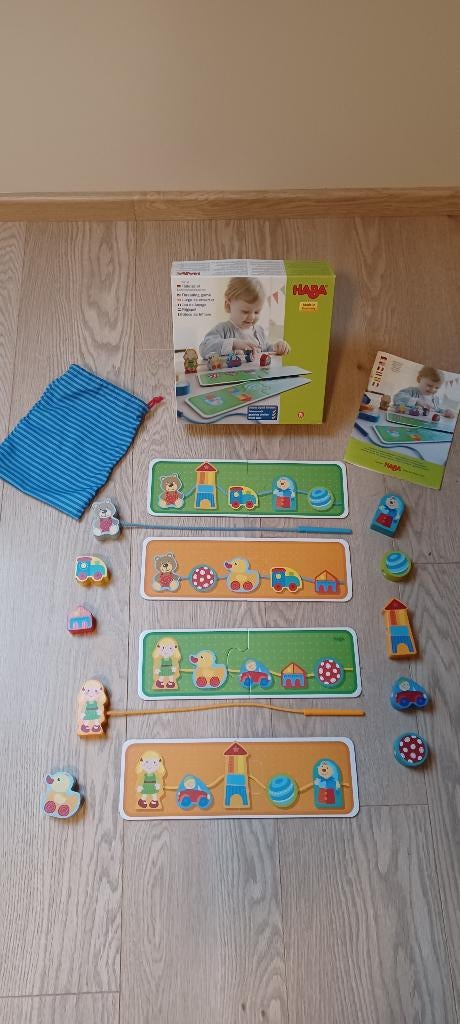 Rijgspel thema ´speelgoed ´- Haba - 12 tot 18 maanden, Kinderen en Baby's, Ophalen of Verzenden, Zo goed als nieuw