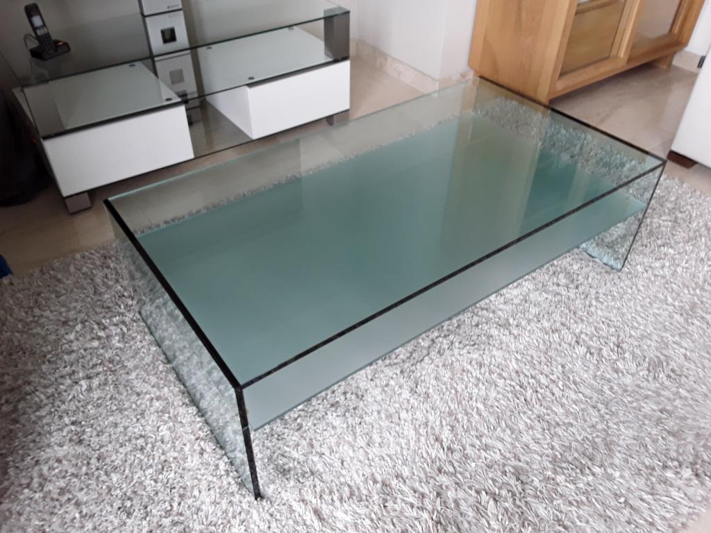 Italiaanse glazen salontafel, Ophalen, Gebruikt, 100 tot 150 cm, 50 tot 100 cm