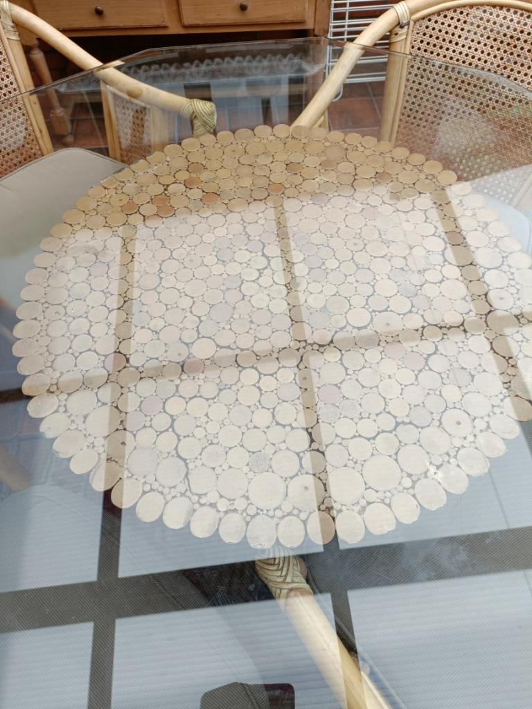Rotan tafel met vier stoelen, Huis en Inrichting, Stoelen, Ophalen, Zo goed als nieuw, Riet of Rotan, Vier