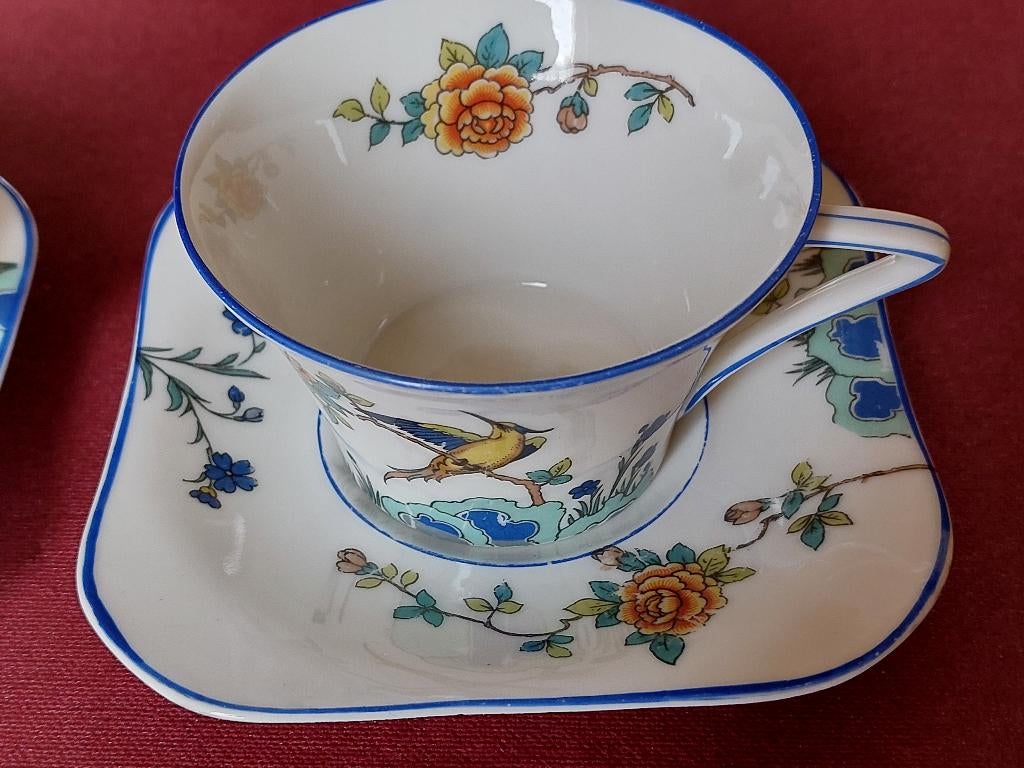 Service à café Art Nouveau A.Lanternier Limoges, Enlèvement, Utilisé, Porcelaine, Tasse et/ou soucoupe