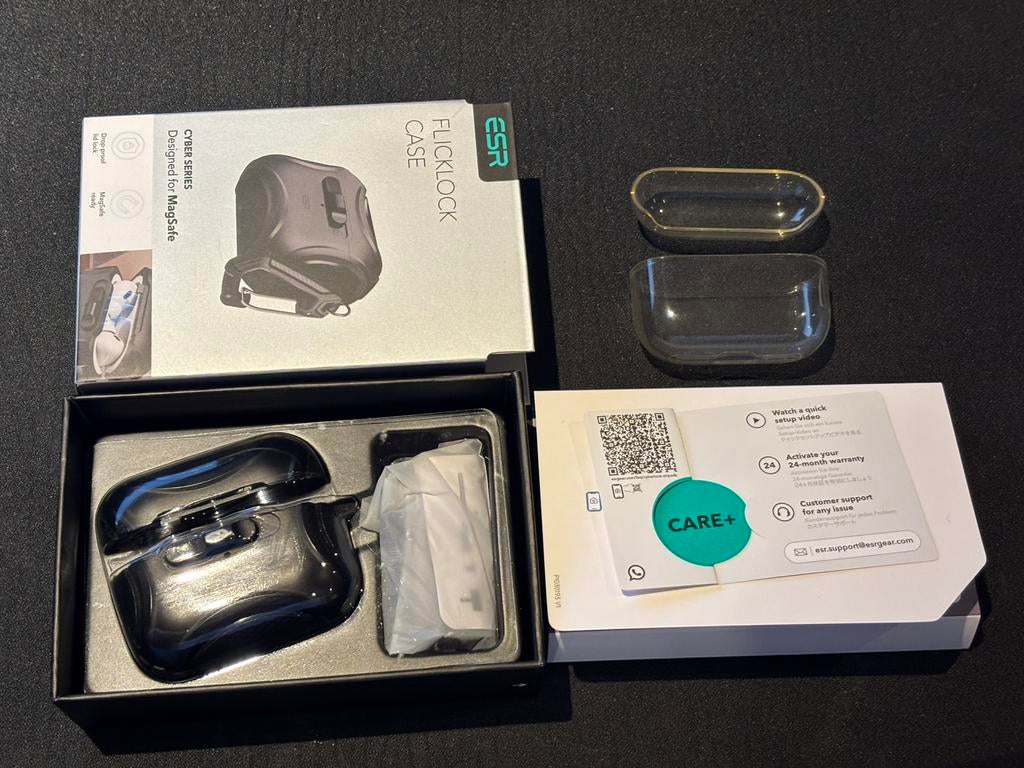 Airpods Pro 2 Flicklock case ESR + transparante case, Ophalen of Verzenden, Zo goed als nieuw