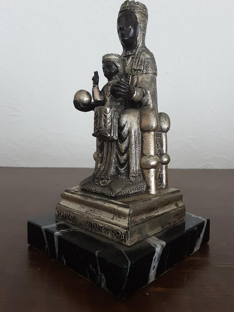 Zwarte Madonna Montserrat op marmer, Antiek en Kunst, Ophalen of Verzenden