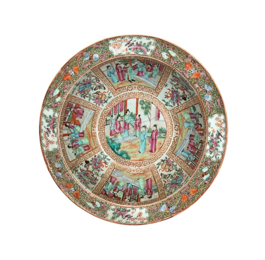 Plat creux porcelaine Canton Dynastie Qing Chine Guangxu, Enlèvement ou Envoi
