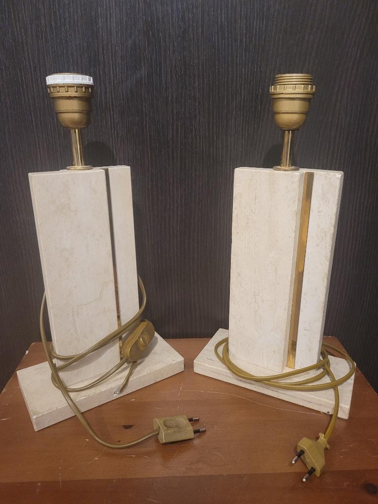 duo de lampe en travertin camille breesch vintage design, Enlèvement ou Envoi