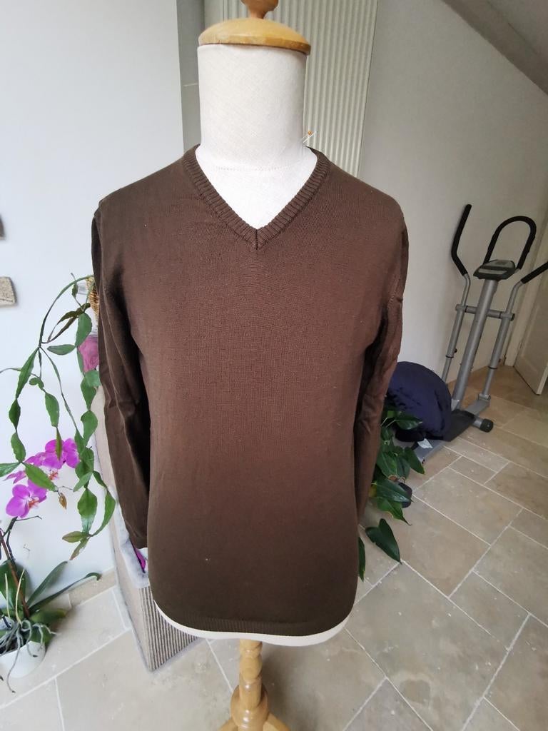 Mooie bruine wollen heren trui, Ophalen of Verzenden, Zo goed als nieuw, Maat 48/50 (M)