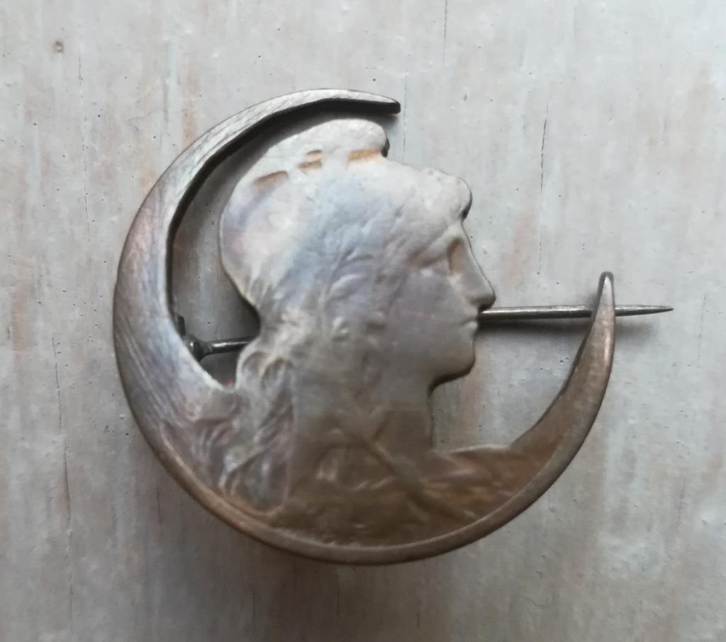 Ancienne broche pièce de monnaie, Brun, Enlèvement, Autres matériaux, Moins de 4 cm
