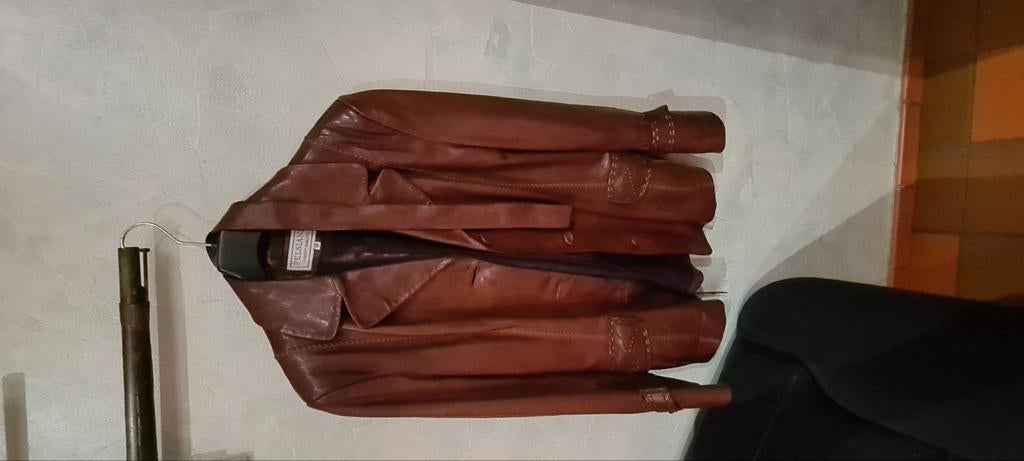 Bruin lederen damesjasje maat 46, Ophalen of Verzenden, Gedragen, Maat 46/48 (XL) of groter