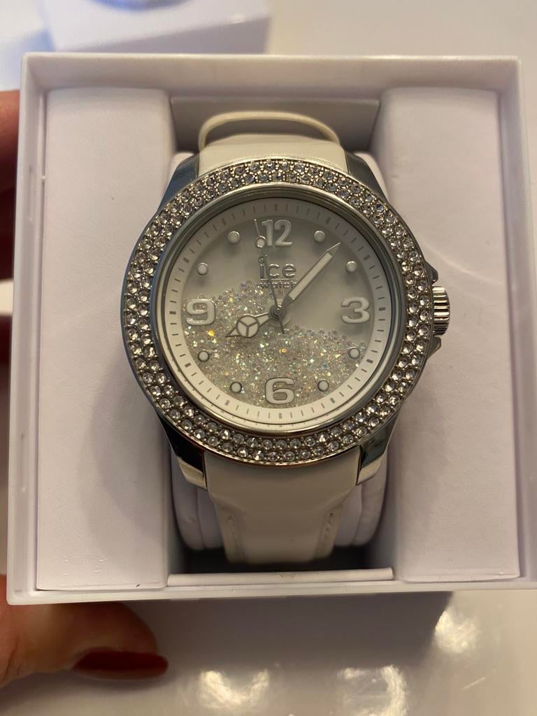 Montre IceWatch et  Swarovski blanche, Leer, Staal, Polshorloge, Ophalen of Verzenden