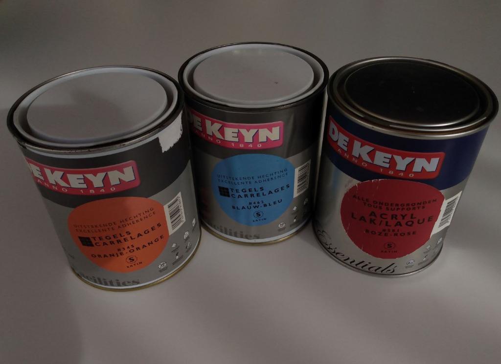 3 ongebruikte potten De Keyn lakverf 0,75L - € 10,00 per pot, Bricolage & Construction, Peinture, Vernis & Laque, Neuf, Moins de 5 litres