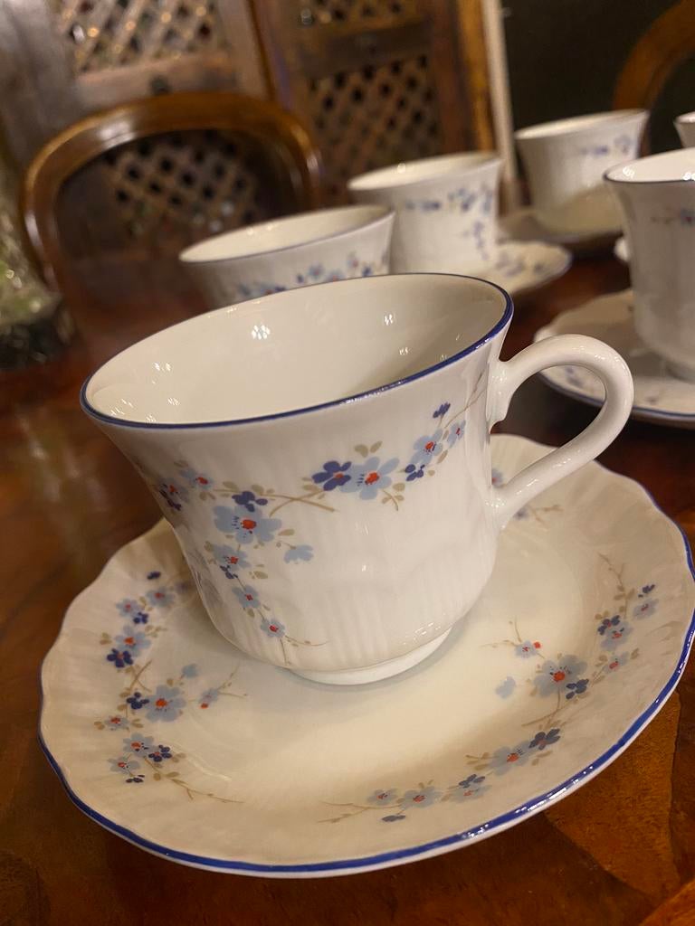 Prachtige 6 koffiemokken met schotels, Ophalen