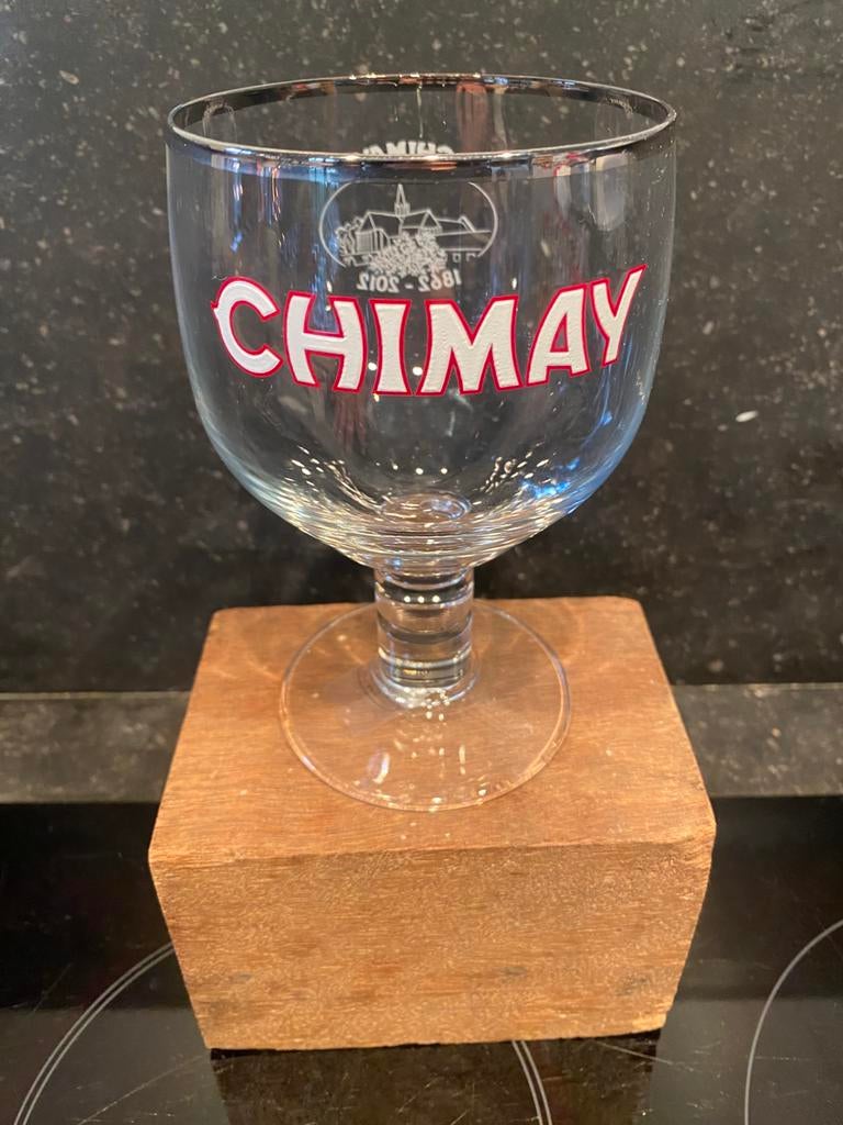 CHIMAY geëmailleerd glas dubbeldruk 150 jaar, Ophalen of Verzenden, Zo goed als nieuw, Glas of Glazen, Overige merken
