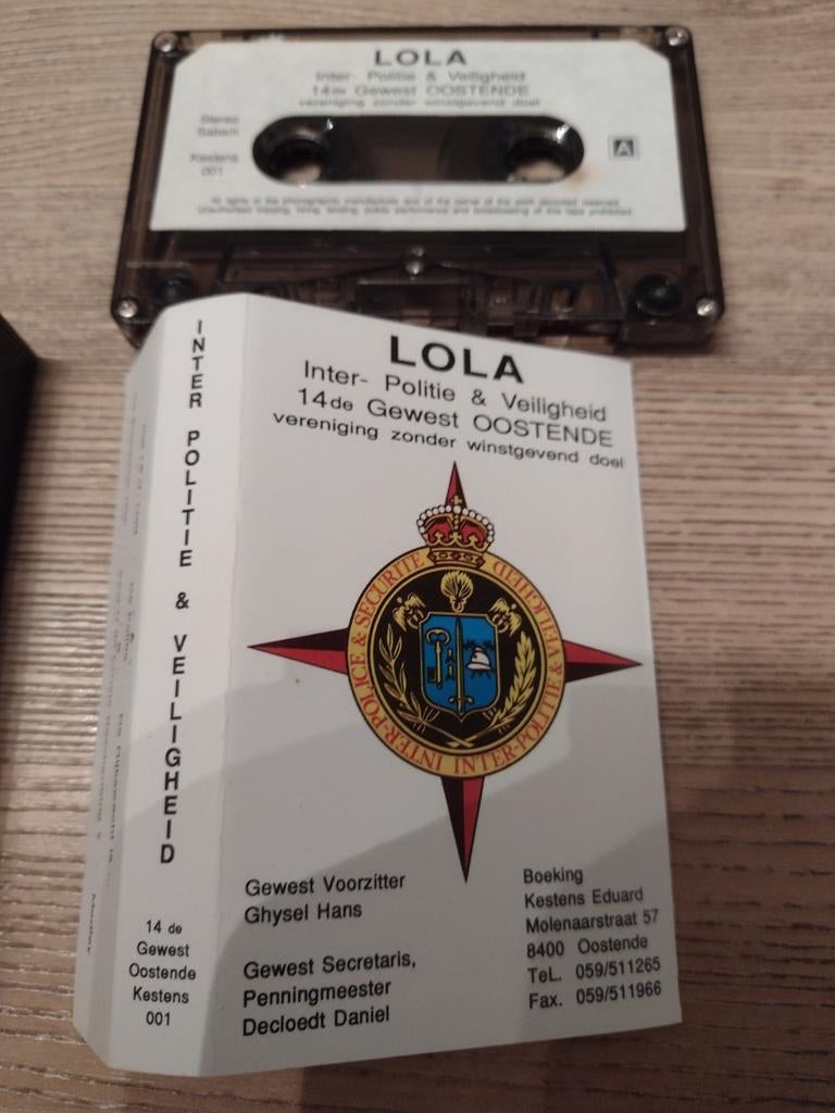 CASSETTE: LOLA: INTER POLITIE & VEILIGHEID OOSTENDE, Cd's en Dvd's, Cassettebandjes, Gebruikt, Origineel, Nederlandstalig, 1 bandje