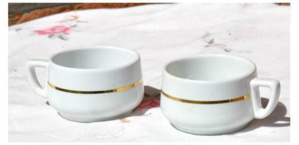 §2 tasses faience baudour pour café filtre, Enlèvement ou Envoi