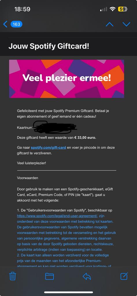 Spotify voucher 3 maanden premium individueel, Une personne, Bon cadeau, Autres types