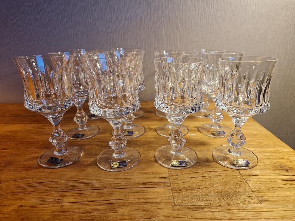 12 vintage kristallen wijnglazen Spiegelau Ibiza, Antiek en Kunst, Verzenden