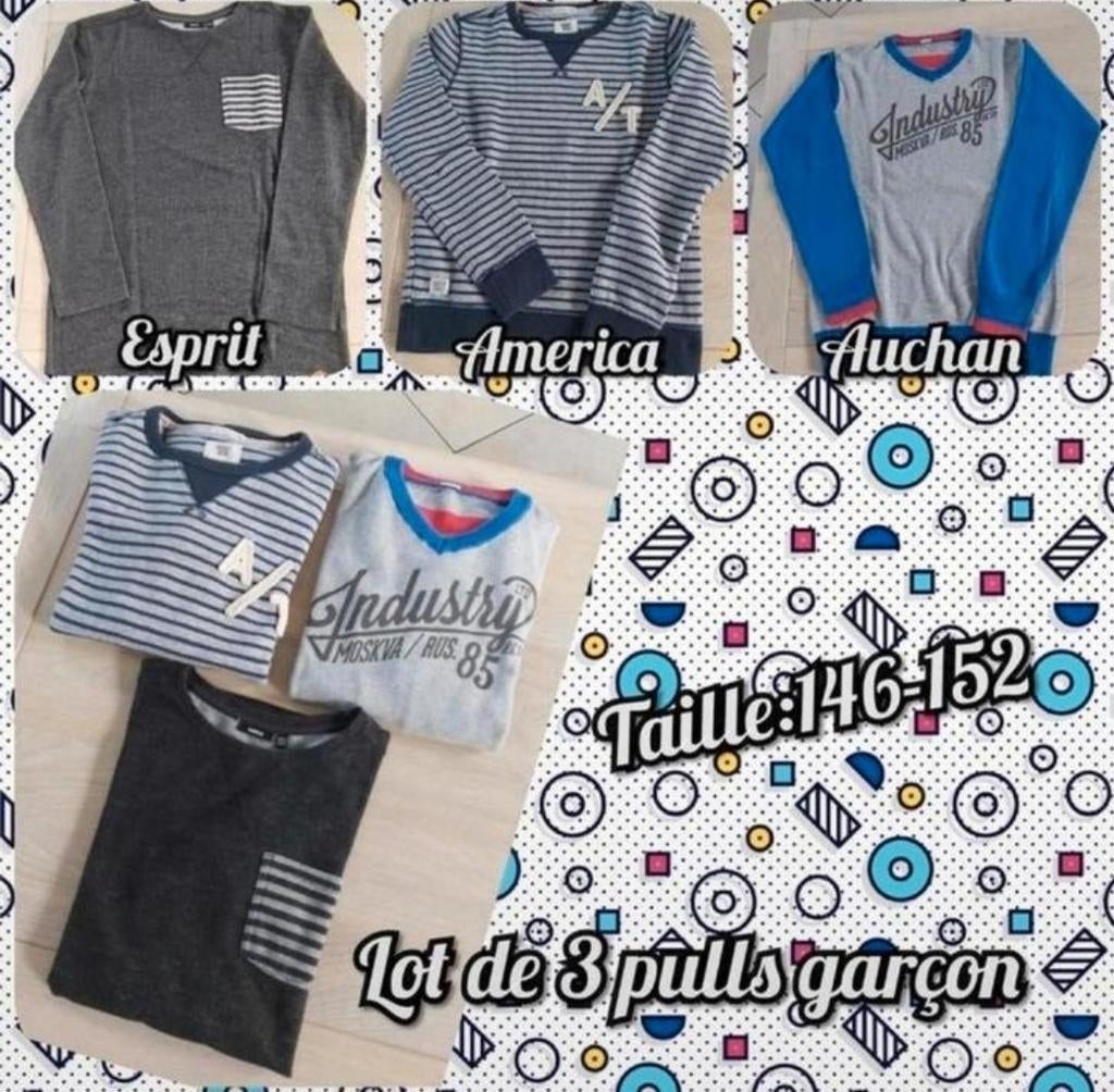 Pulls ML pour garçon -lot de 3-T.11-12 ans, Enfants & Bébés, Enlèvement ou Envoi, Utilisé, Garçon, Pull ou Veste