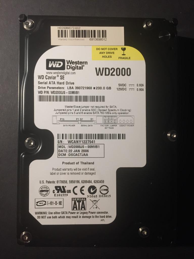 Western Digital WD2000 - 200 Gb Caviar SE S-ATA harde schijf, Computers en Software, Harde schijven, Intern, Desktop, 200 GB, Western Digital