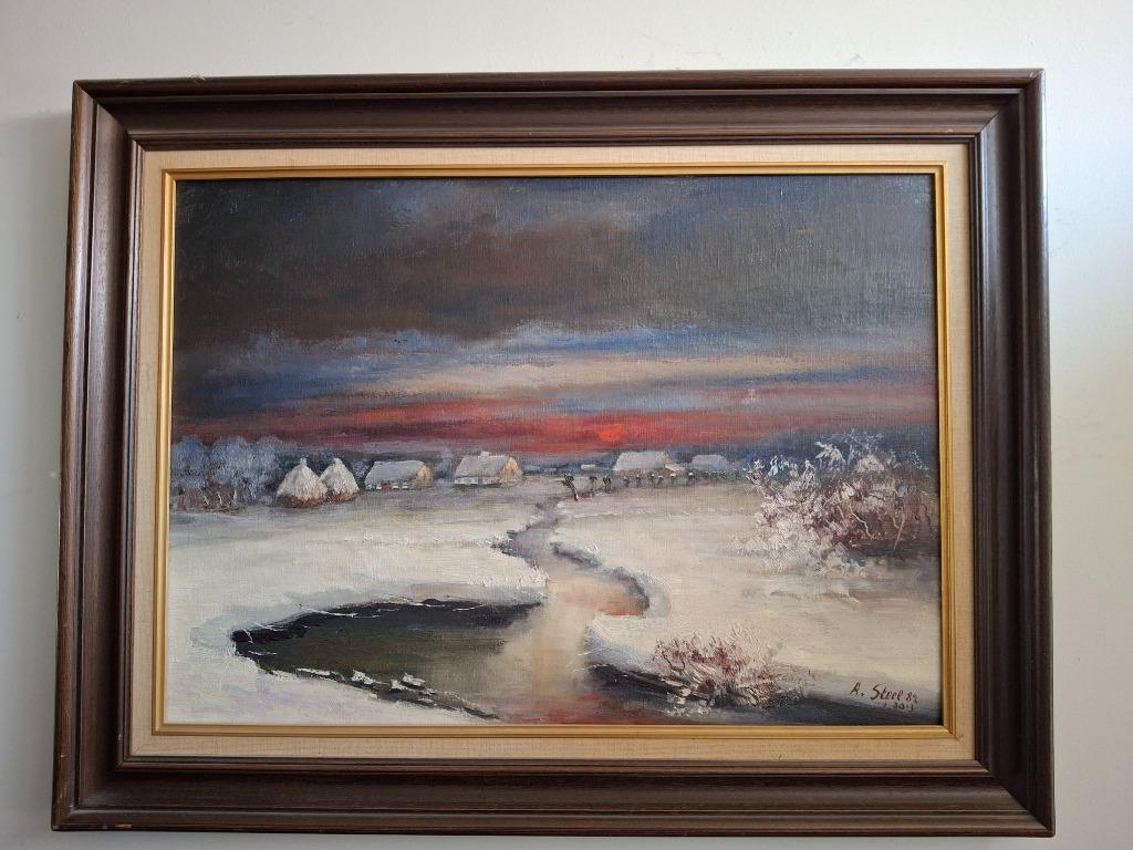 Schilderij Albert Steel winterlandschap, Antiek en Kunst, Ophalen