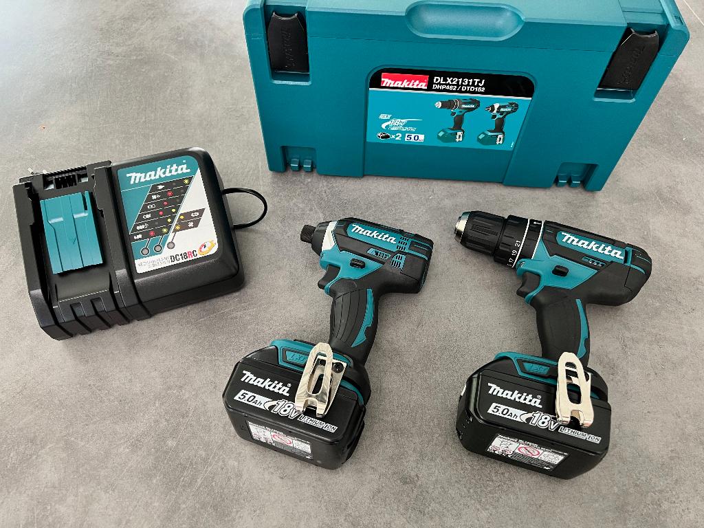 MAKITA DLX2131TJ 18V 5.0Ah ACCU COMBISET BOORMACHINE SLAGTOL, Doe-het-zelf en Bouw, Ophalen of Verzenden, Nieuw, Boor- en Schroefmachine