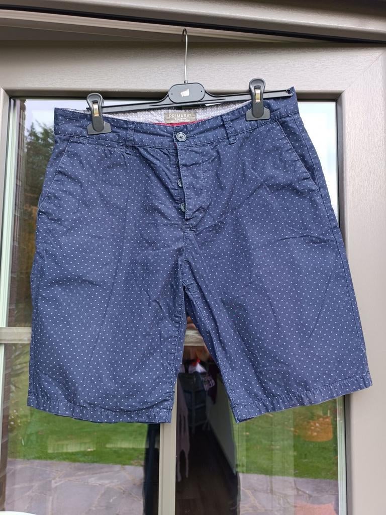 Marineblauwe chinoshort met print voor heren van Primark, Kleding | Heren, Ophalen of Verzenden, Gedragen, Blauw