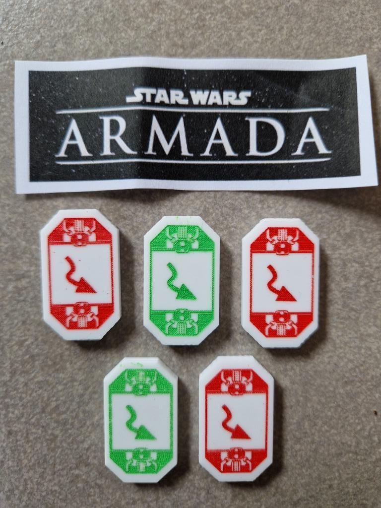 Star Wars Armada 5 Acryl Evade Tokens rood/groen/wit FFG, Ophalen of Verzenden, Zo goed als nieuw, Fantasy flight games