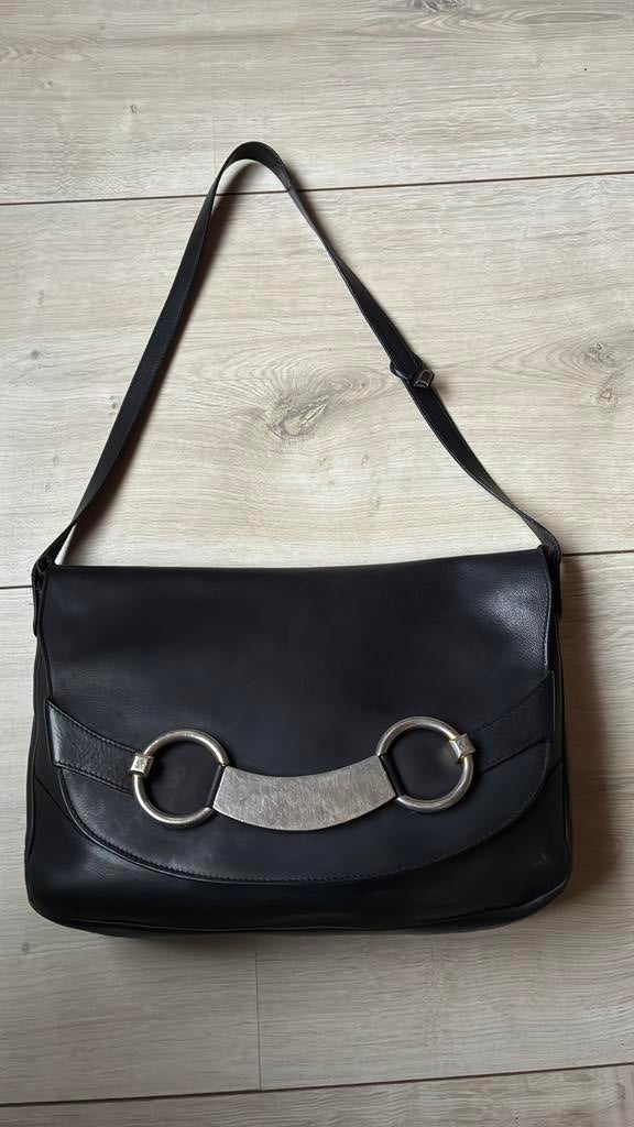 Vintage delvaux, Ophalen of Verzenden, Gebruikt, Zwart, Schoudertasje