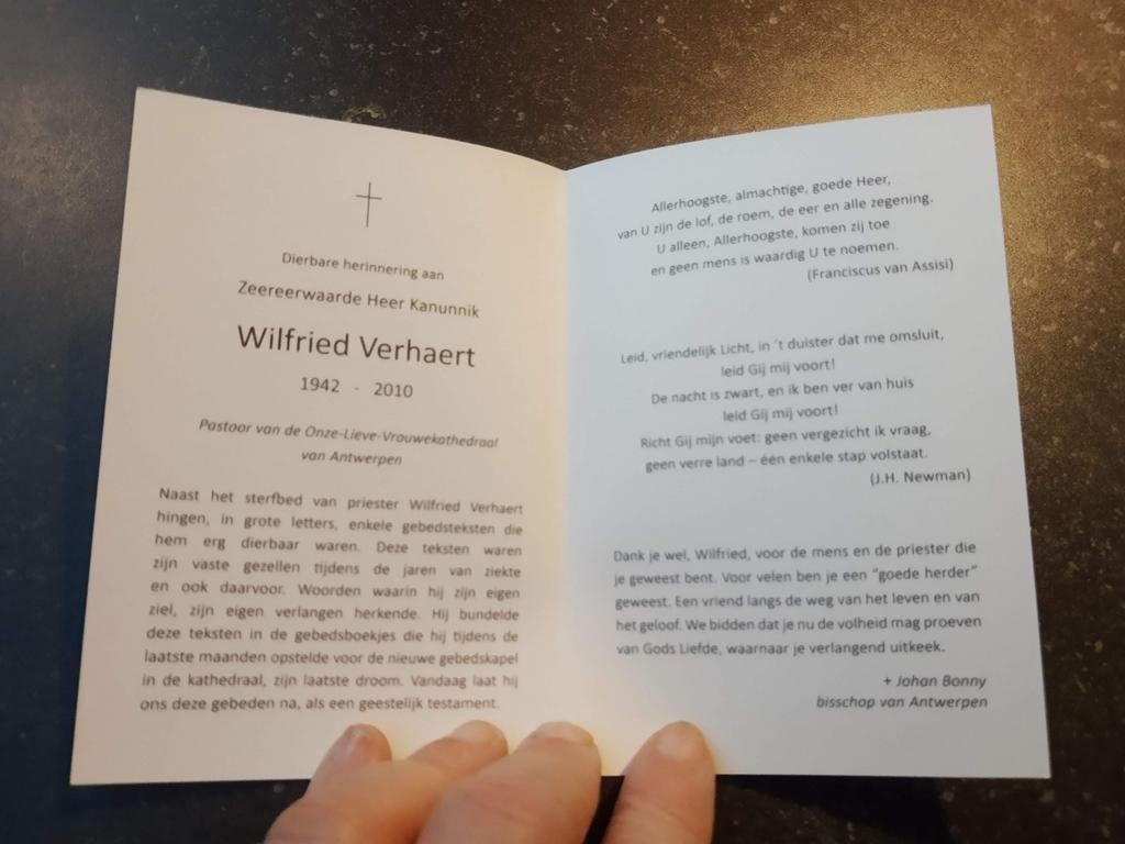 Bp pastoor O.-L.-Vrouwkathedraal Antwerpen, Verhaert Wilfrie, Verzamelen, Ophalen of Verzenden