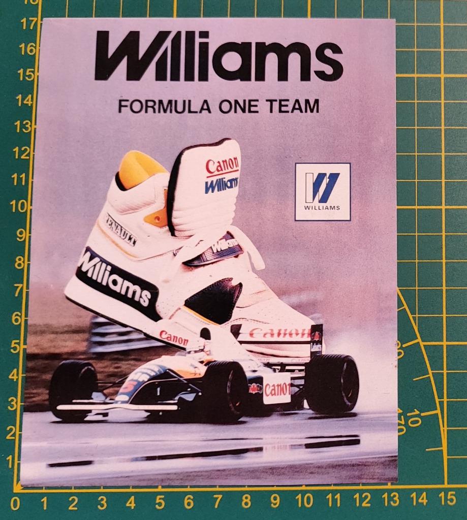 Sticker F1 1992 Williams Nigel Mansell sneaker (Zeldzaam!), Ophalen of Verzenden, Zo goed als nieuw, Sport