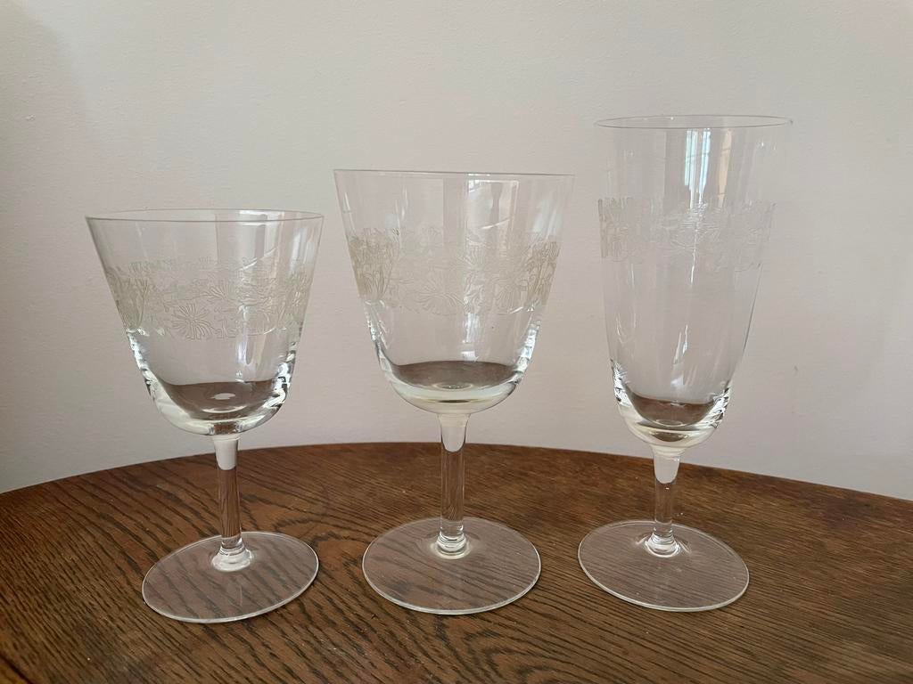 Kristallen glasservies (boheems) 12p, Antiek en Kunst, Ophalen of Verzenden