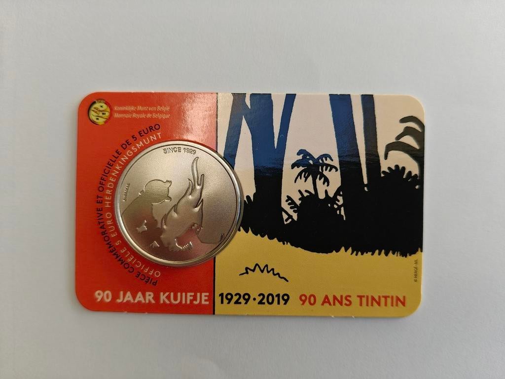 90 ans de Tintin 1929/2019 Pièce de 5 euros, Timbres & Monnaies, Enlèvement ou Envoi, Belgique, 5 euros, Monnaie en vrac