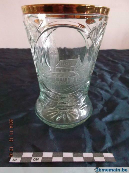 Vase en Cristal, taillé mains, liseré or., Verzamelen, Ophalen of Verzenden, Nieuw, Kristal
