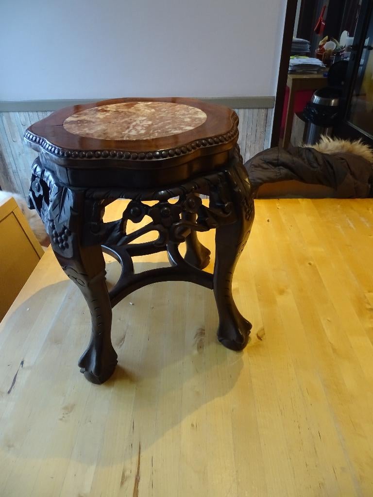 Table à plantes chinoise en bois dur - hongmu -  marbre, Enlèvement