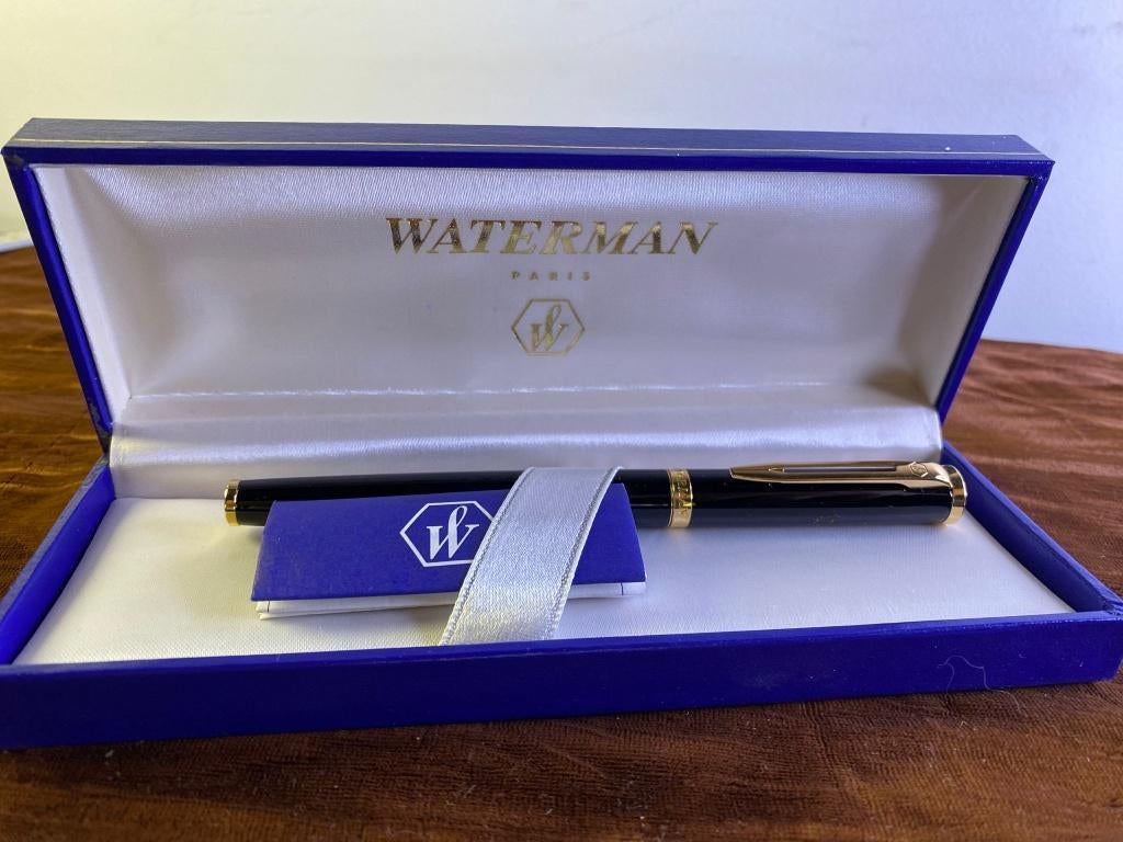 Waterman Parijs Vulpen 18k Goud (750) Nib - Zwart/Goud, Verzenden, Met doosje, Zo goed als nieuw, Vulpen