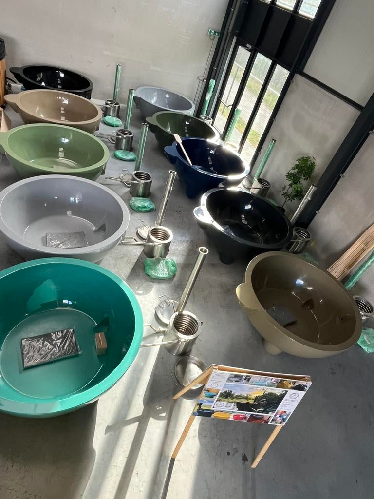 Unieke design houtgestookte hottub bij “Tobbe & Ton”, Tuin en Terras, Ophalen of Verzenden, Nieuw, Afdekzeil, Vast