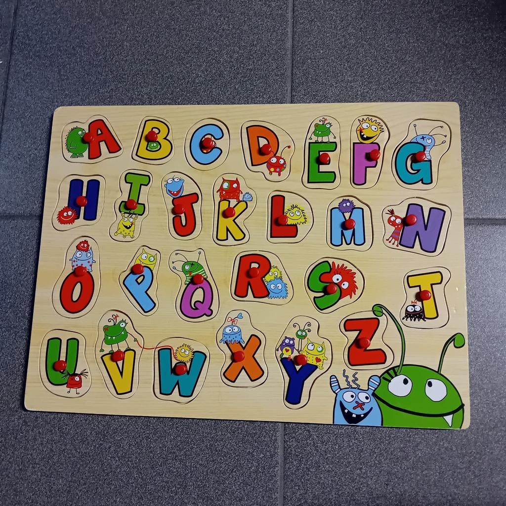 Houten inlegpuzzel - alfabet, Kinderen en Baby's, Ophalen, Zo goed als nieuw